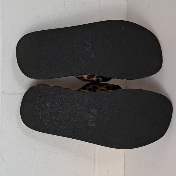 Zara Leopard Print Fabric Flatform Sandals EU37 sz6.5-7 - Picture 6 of 15